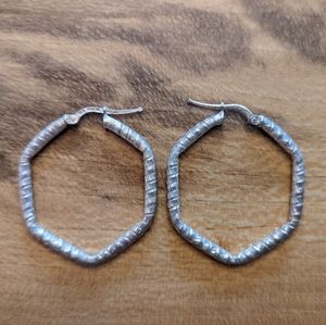 Sterling Silver Hexagon Hoops